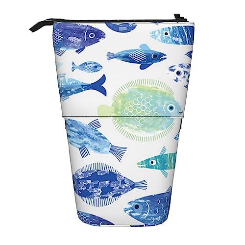 Nadie Ocean Life bedrucktes Federmäppchen, Stehender Stifthalter, Teleskop-Bleistifttasche, Pop-Up-Make-up-Tasche, Ozeanleben, Einheitsgröße, Taschen-Organizer von Nadie