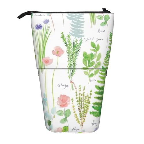 Nadie Teleskop-Federmäppchen mit Faultier-Aufdruck, Stifthalter, Schreibwarenetui, Stand-up-Tasche, einziehbare Tasche, Springtime Herb Gard, Einheitsgröße, Taschen-Organizer von Nadie