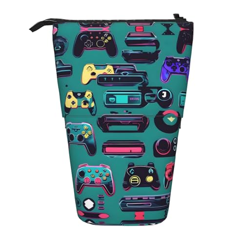 Nadie Teleskop-Federmäppchen mit Glitzer-Pailletten, Rosen-Druck, Stifthalter, Schreibwarenetui, Stand-up-Tasche, einziehbare Tasche, Gaming-Controller, Einheitsgröße, Taschen-Organizer von Nadie