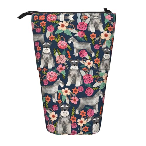 Nadie Teleskop-Federmäppchen mit Schnauzer-Aufdruck, Stifthalter, Schreibwarenetui, aufstellbare Tasche, Schnauzer, Einheitsgröße, Taschen-Organizer von Nadie