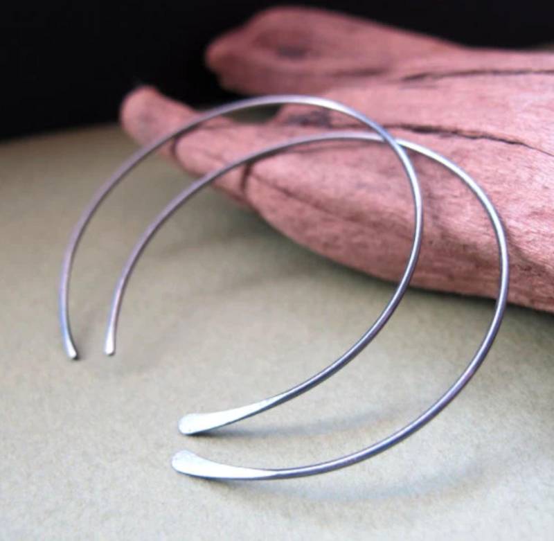 Schwarz Offene Creolen Stilvolle Oxidiert Sterling Silber Schmuck Mode Elegante Moderne 1 1/4 Zoll Bis 3 von NadinArtDesign