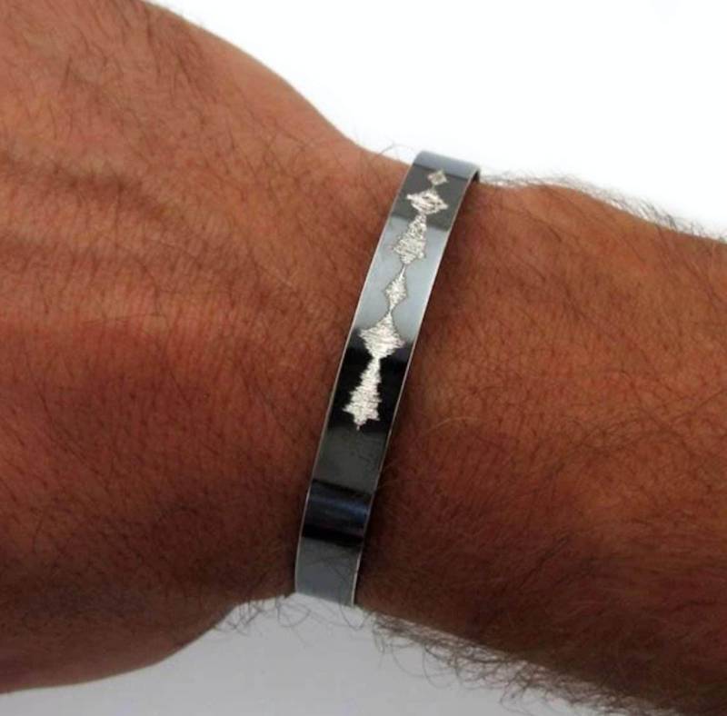 Armband Mit Stimme Welle Für Männer Tonwelle Schmuck Herren Geburtstag Freund Geschenk Schwarzes Sterling Silber Valentinstag Ihn von NadinGlassico