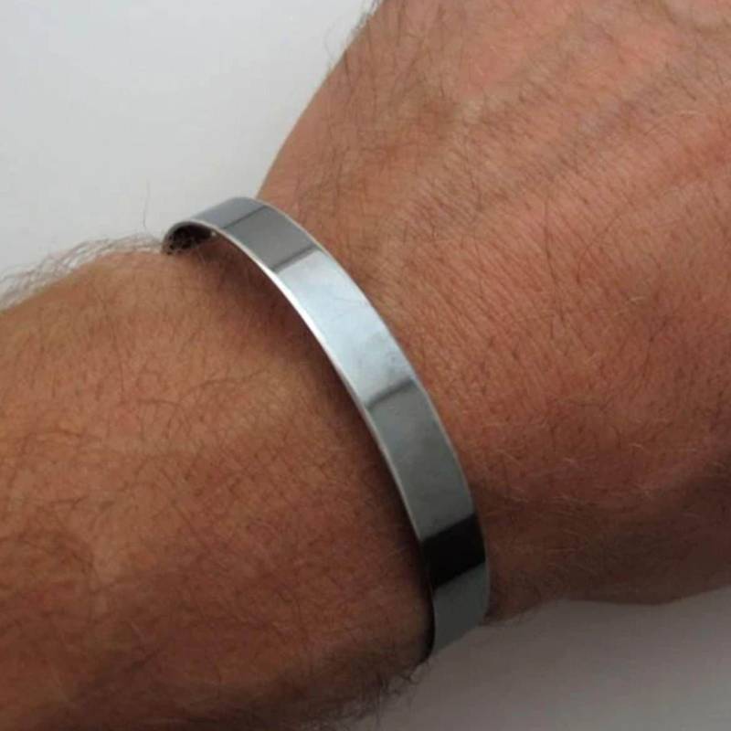 Herren Schwarz Manschette Armband Geschenk Für Ihn, Oxidierter Sterling Silber Armreif Einzigartiger Offener Design Freund, Ehemann Geschenke von NadinGlassico