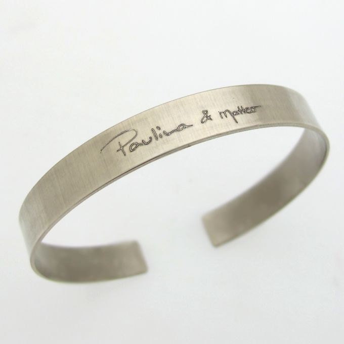 Personalisierte Handschrift Manschette Armband Für Männer - Matte Sterling Silber Gedenkschmuck, Benutzerdefinierte Signatur, Text Eingraviert Personalisierte Handschrift Manschette Armband Für Männer - Matte Sterling Silber Gedenkschmuck, Benutzerdefinierte Signatur, Text Eingraviert von NadinGlassico