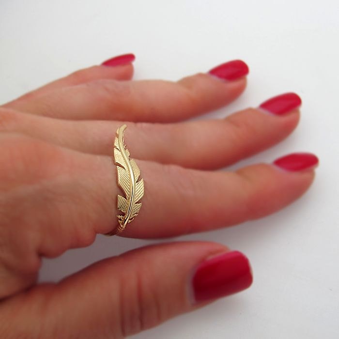 Handgefertigter Gold Feder Ring - Boho Band Mit Zeigefinger Plume Design Chicer Schmuck Einzigartiges Geburtstagsgeschenk Für Sie Handgefertigter Gold Feder Ring - Boho Band Mit Zeigefinger Plume Design Chicer Schmuck Einzigartiges Geburtstagsgeschenk Für Sie von NadinRings