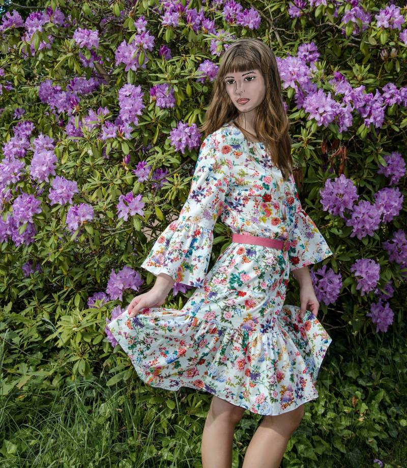 Baumwollkleid Strandkleid Blumen Weiß Blumenkleid Sommerkleid Kleid Brautjungfer Ibizza Urlaubskleid von NadineCendelinDesign