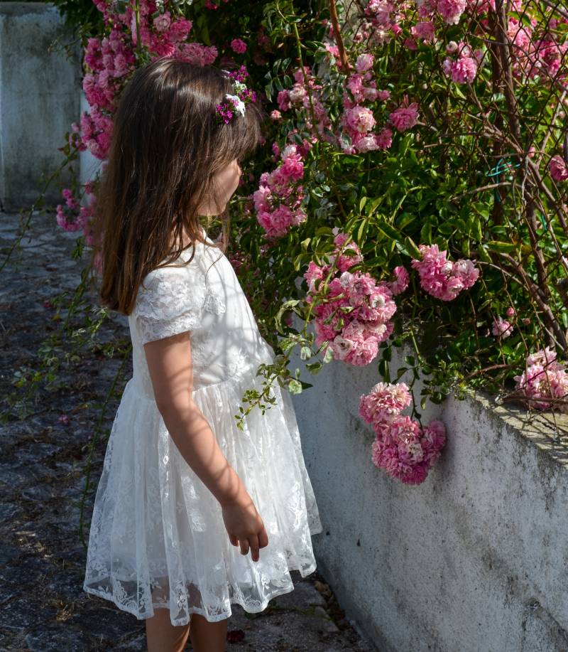 Kleid Mädchen Weiß Spitze 98 Kinderkleid Mädchenkleid Spitzenkleid Lace Lacedress Blumenmädchen von NadineCendelinDesign