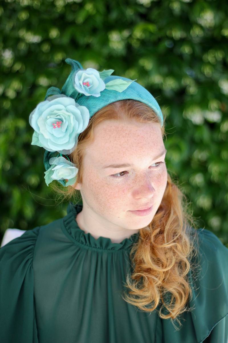 Türkis Stirnband, Blumen Fascinator, Hochzeit Gast Anlass Kopfschmuck, Oversize Stirnband Für Erwachsene von NadineMillinery