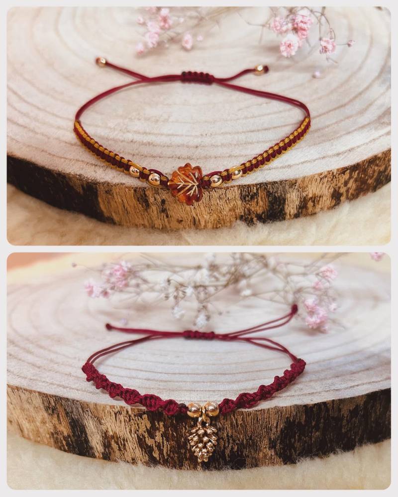 Makramee Armband Herbst Gold Herbstarmband von NadinesRegenbogen