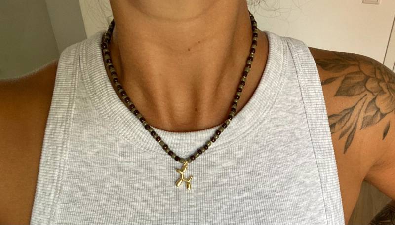 Perlenkette Mit Hundeanhänger in Ballonoptik von NadlsUnikate