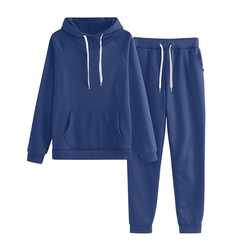 Nadunje Jogginganzug Damen Set Trainingsanzug Hausanzug Große Größen Einfarbig Zweiteiler Pullover und Jogginghose Gefüttert Tracksuit Kapuzenpullover Winter Sportanzug Warm Hausanzug Kuschelig Anzug von Nadunje