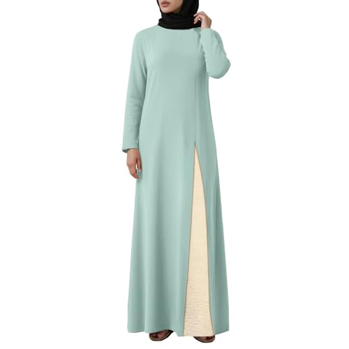 Nadunje Muslimisches Einteiliges Gebetskleid Lang Muslimisches Kleid Damen Schlitz Langarm Abdeckung Muslimische Naher Osten Dubai Arab Ramadan Islamischer Sommerkleid Gebetskleidung Abaya für Frauen von Nadunje