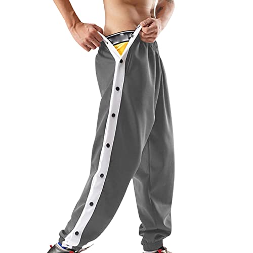 Reha Hose Herren Seitlich zu öffnen, Herren Trainingshose mit Seitliche Knopfleiste Leicht Elastischer Bund Abreißhose Jogginghose Unisex Freizeithose Cargohose mit Tasche Atmungsaktive Sweathose von Nadunje