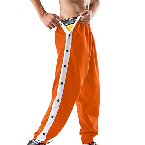 Reha Hose Herren Seitlich zu öffnen, Herren Trainingshose mit Seitliche Knopfleiste Leicht Elastischer Bund Abreißhose Jogginghose Unisex Freizeithose Cargohose mit Tasche Atmungsaktive Sweathose von Nadunje