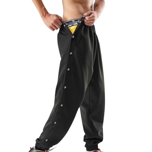 Reha Hose Herren Seitlich zu öffnen, Herren Trainingshose mit Seitliche Knopfleiste Leicht Elastischer Bund Abreißhose Jogginghose Unisex Freizeithose Cargohose mit Tasche Atmungsaktive Sweathose von Nadunje