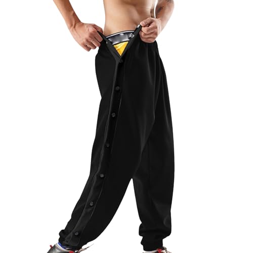 Reha Hose Herren Seitlich zu öffnen, Herren Trainingshose mit Seitliche Knopfleiste Leicht Streifen Elastischer Bund Abreißhose Jogginghose Freizeithose Cargohose mit Tasche Atmungsaktive Sweathose von Nadunje