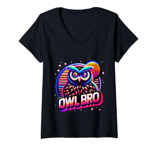 Damen Owl Bro Nachtvogelliebhaber nächtliche Vibes |||- T-Shirt mit V-Ausschnitt Damen Owl Bro Nachtvogelliebhaber nächtliche Vibes |||- T-Shirt mit V-Ausschnitt von Nächtliche Nacht wach