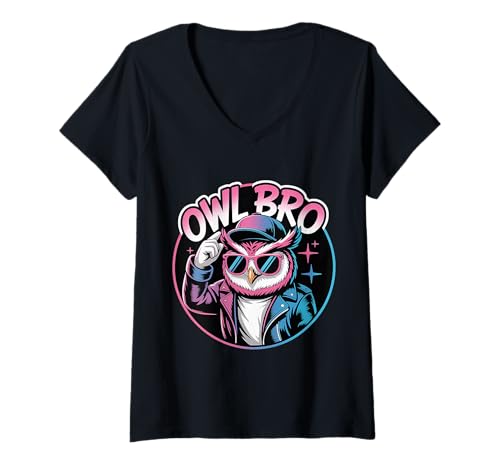 Damen Owl Bro Nachtvogelliebhaber nächtliche Vibes |- T-Shirt mit V-Ausschnitt Damen Owl Bro Nachtvogelliebhaber nächtliche Vibes |- T-Shirt mit V-Ausschnitt von Nächtliche Nacht wach