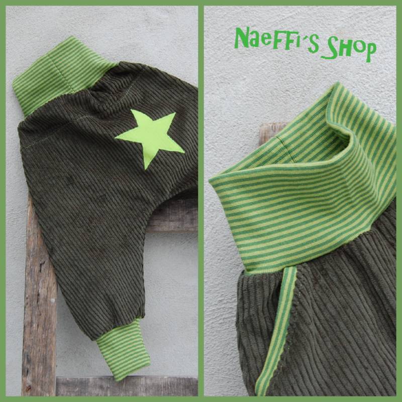 Cordhose Mit Taschen + Sternappli Wunschgröße Dunkelgrün von NaeffisShop