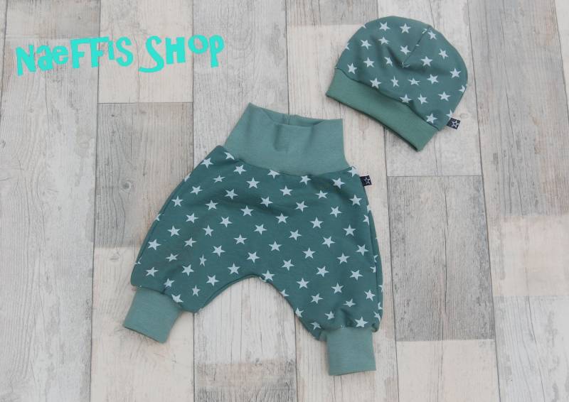 Pumphose Einzeln Oder Mit Beanie Sterne Mint-Weiß von NaeffisShop