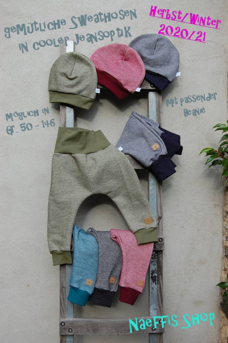 Sweat-Pumphose in Jeansoptik Gr. 50 - 116 Verschiedene Farben von NaeffisShop