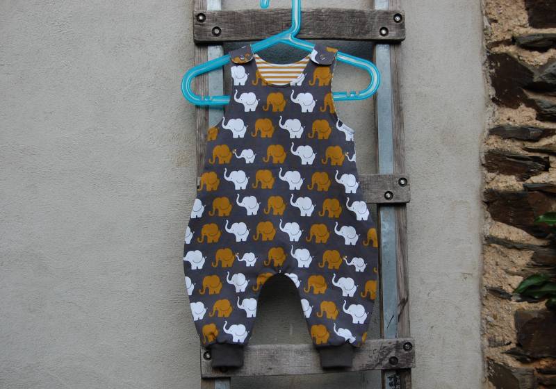 strampler Elefanten Grau-Senfgelb von NaeffisShop