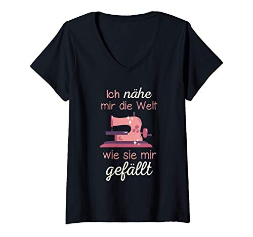 Damen Nähmaschine Retro Nähmaschinen Design Näherin Geschenk T-Shirt mit V-Ausschnitt von Näherinnen Geschenk Nähsprüche