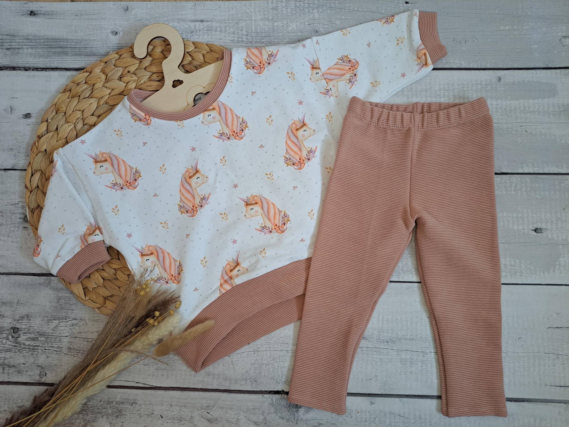 Babyset Mädchen Einhorn Gr. 74, Leggins Und Oversized Sweater von Naehfloeckchen