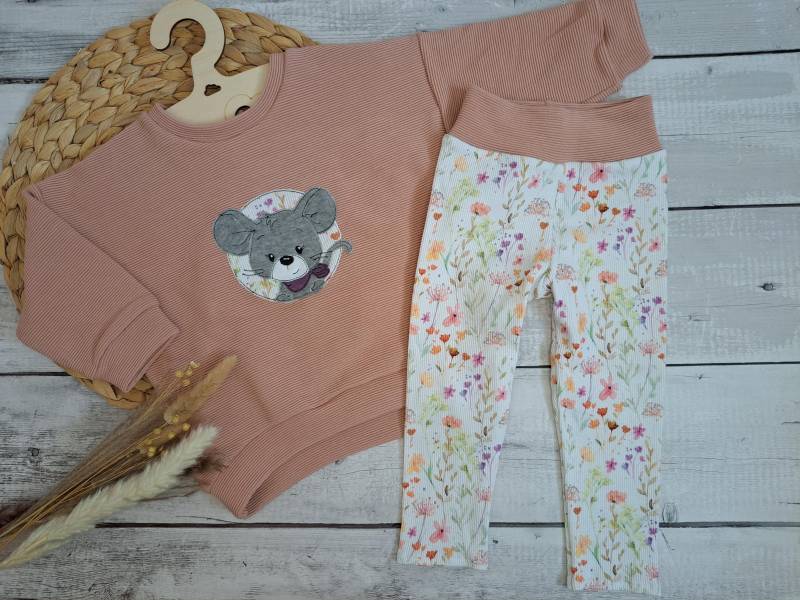 Babyset Mädchen Mäuschen Gr. 80, Leggins Und Oversized Sweater von Naehfloeckchen