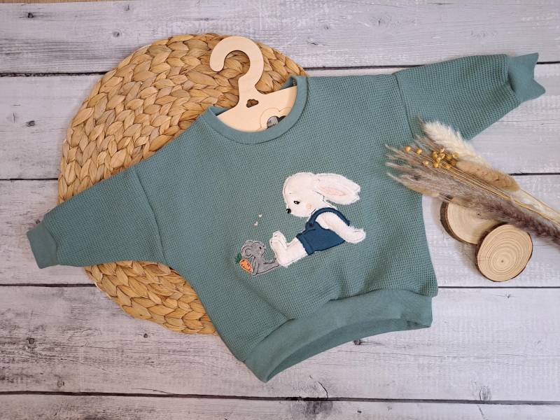 Oversize Sweater Gr. 68 Beste Freunde Hellpetrol von Naehfloeckchen