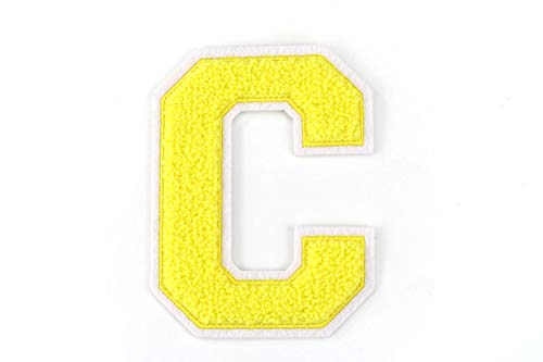 Nähgedöns.de Frottee Buchstabe A-Z | Gelb, Weiß | 9,5 cm hoch | Varsity Letter C von Nähgedöns.de