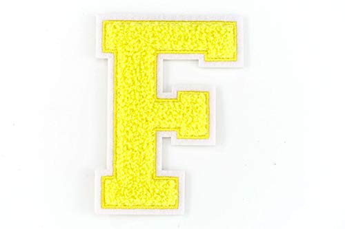 Nähgedöns.de Frottee Buchstabe A-Z | Gelb, Weiß | 9,5 cm hoch | Varsity Letter F von Nähgedöns.de