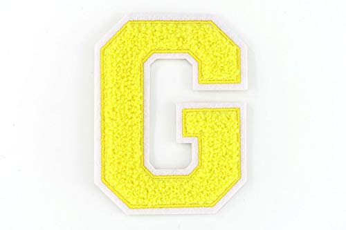 Nähgedöns.de Frottee Buchstabe A-Z | Gelb, Weiß | 9,5 cm hoch | Varsity Letter G von Nähgedöns.de