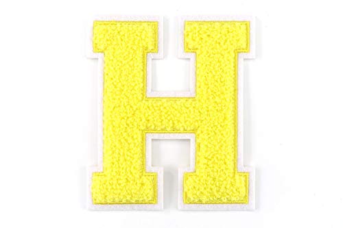 Nähgedöns.de Frottee Buchstabe A-Z | Gelb, Weiß | 9,5 cm hoch | Varsity Letter H von Nähgedöns.de