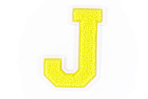 Nähgedöns.de Frottee Buchstabe A-Z | Gelb, Weiß | 9,5 cm hoch | Varsity Letter J von Nähgedöns.de