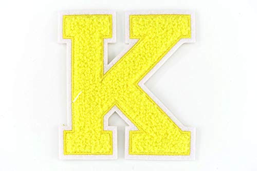 Nähgedöns.de Frottee Buchstabe A-Z | Gelb, Weiß | 9,5 cm hoch | Varsity Letter K von Nähgedöns.de