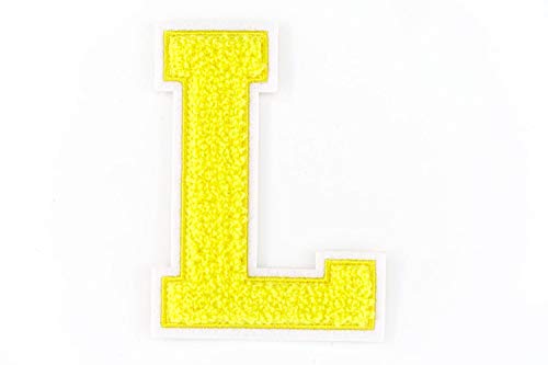 Nähgedöns.de Frottee Buchstabe A-Z | Gelb, Weiß | 9,5 cm hoch | Varsity Letter L von Nähgedöns.de