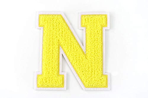 Nähgedöns.de Frottee Buchstabe A-Z | Gelb, Weiß | 9,5 cm hoch | Varsity Letter N von Nähgedöns.de