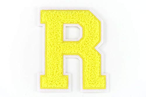 Nähgedöns.de Frottee Buchstabe A-Z | Gelb, Weiß | 9,5 cm hoch | Varsity Letter R von Nähgedöns.de