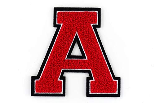 Nähgedöns.de Frottee Buchstabe A-Z | Rot, Weiß, Schwarz | 9,5 cm hoch | Varsity Letter A von Nähgedöns.de