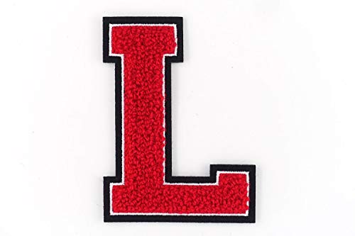 Nähgedöns.de Frottee Buchstabe A-Z | Rot, Weiß, Schwarz | 9,5 cm hoch | Varsity Letter L von Nähgedöns.de