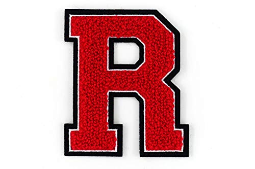 Nähgedöns.de Frottee Buchstabe A-Z | Rot, Weiß, Schwarz | 9,5 cm hoch | Varsity Letter R von Nähgedöns.de