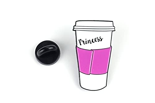 Nähgedöns.de Pin Kaffeebecher Princess | Pink Weiß | Brosche | Anstecknadel | Anstecker von Nähgedöns.de