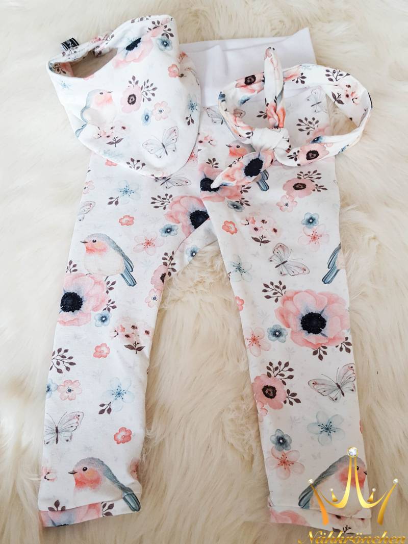 Set "Littel Bird" Leggings, Halstuch & Stirnband von Naehkroenchen