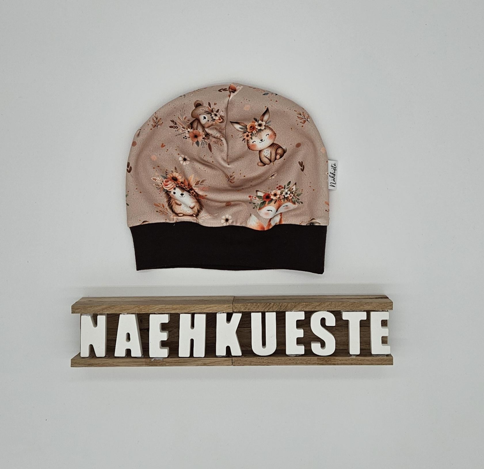 Mütze // Beanie Öhrchenmütze Garnelchen Babymütze Kindermütze Dreieckstuch "Boho Tiere" Eigenproduktion von NaehkuestebyChantal