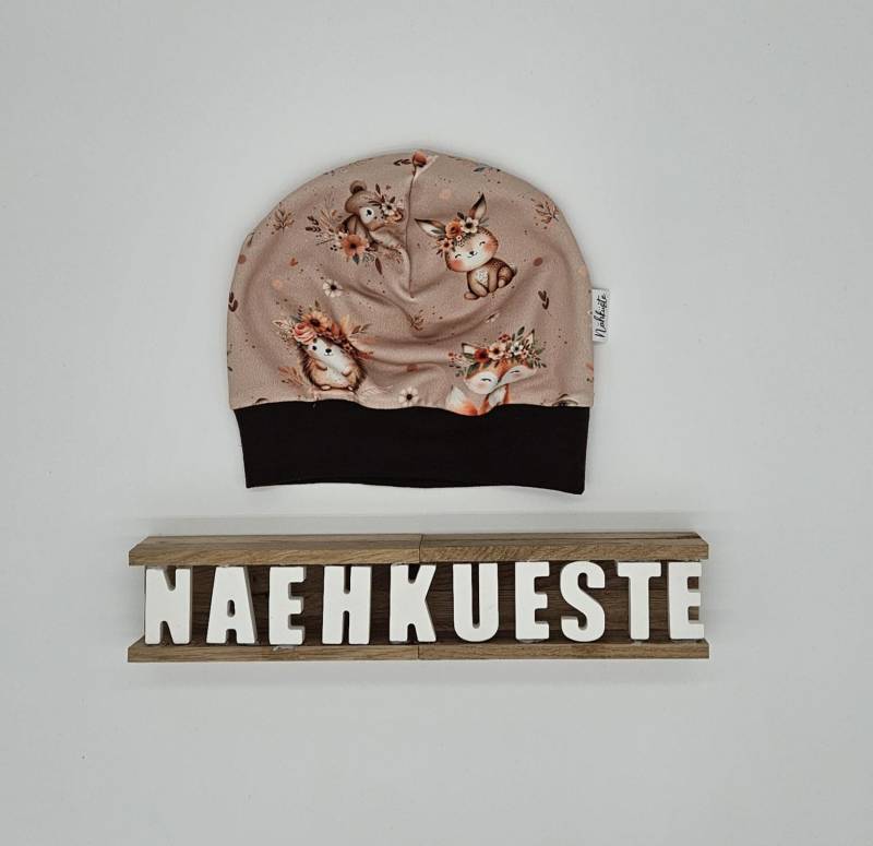 Mütze // Beanie Öhrchenmütze Garnelchen Babymütze Kindermütze Dreieckstuch "Boho Tiere" Eigenproduktion von NaehkuestebyChantal