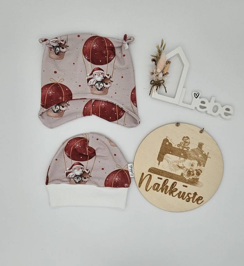 Mütze // Beanie Öhrchenmütze Garnelchen Babymütze Kindermütze "Weihnachts Heißluftballon" Eigenproduktion von NaehkuestebyChantal
