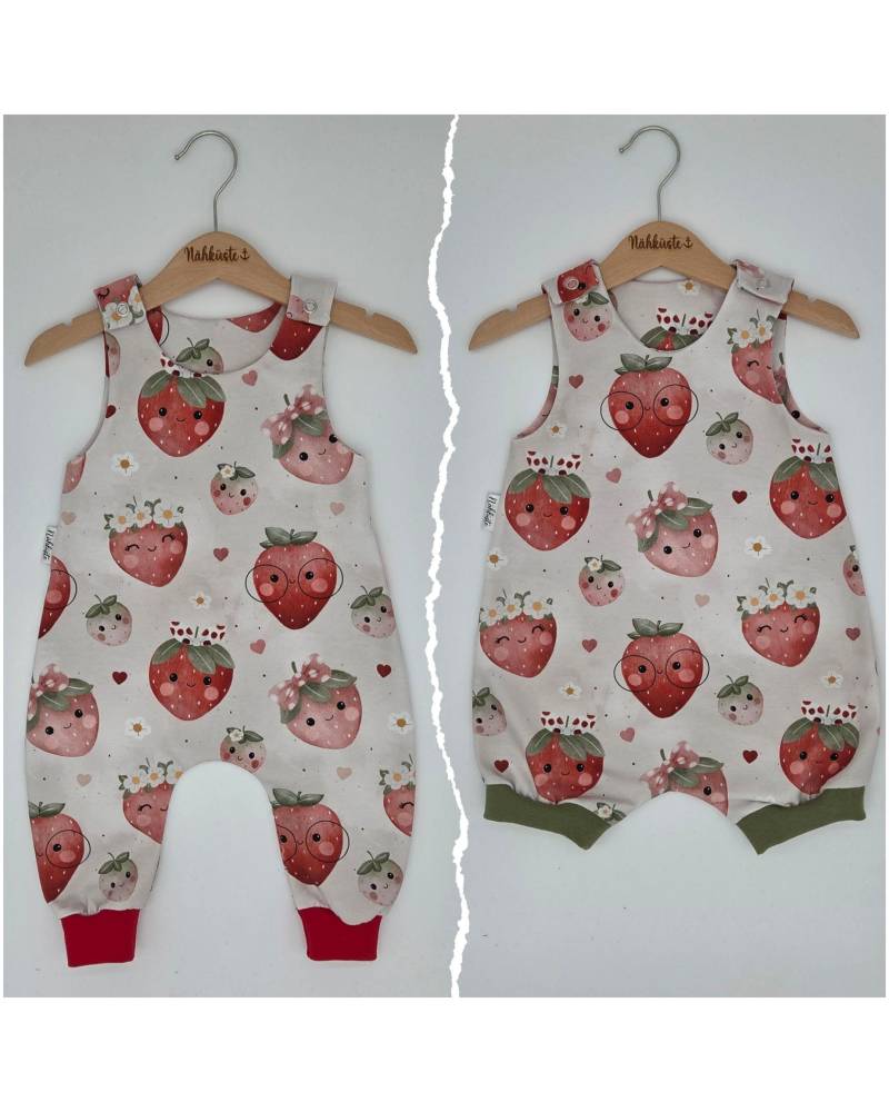 strampler // Romper Kurz "Erdbeeren" Frühchenkleidung Eigenproduktion von NaehkuestebyChantal