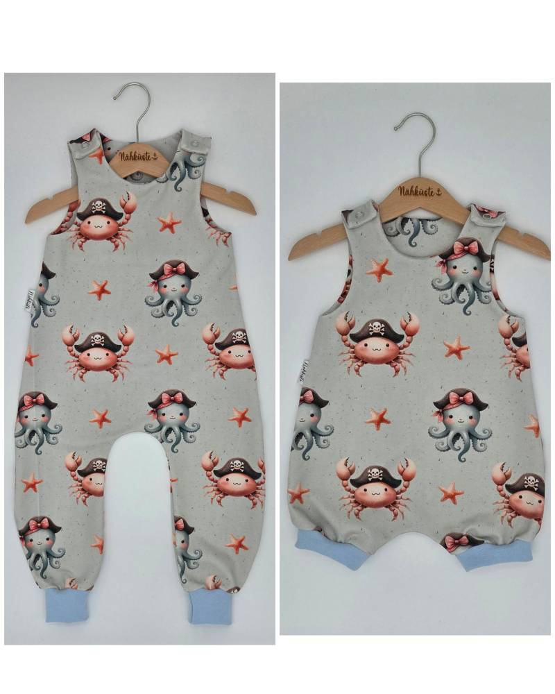 strampler // Romper Kurz "Piratentiere" Frühchenkleidung Eigenproduktion von NaehkuestebyChantal