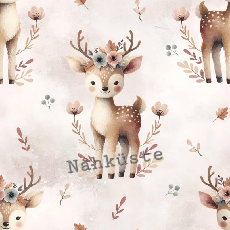 strampler // Romper Kurz "Rehmädchen Mit Geweih" Frühchenkleidung Eigenproduktion von NaehkuestebyChantal